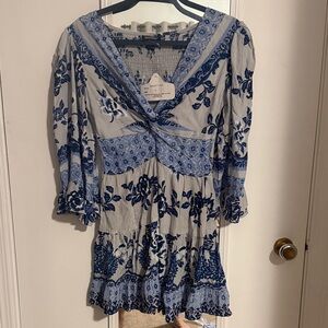 Angie Blue Floral Mini Dress